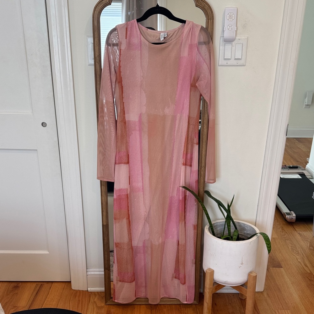 & Other Stories Pink and Cream Maxi Dress